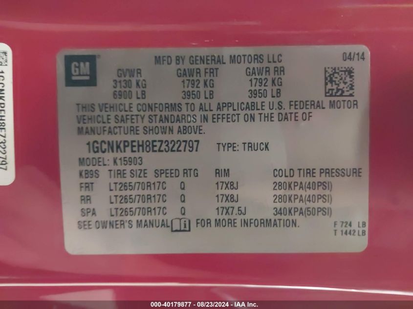 1GCNKPEH8EZ322797 2014 Chevrolet Silverado 1500 Work Truck 1Wt