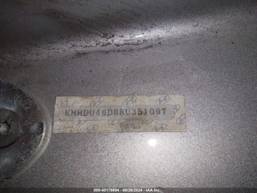2008 Hyundai Elantra Gls/Se VIN: KMHDU46D88U351097 Lot: 40179894