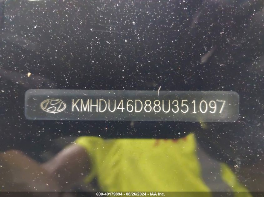 2008 Hyundai Elantra Gls/Se VIN: KMHDU46D88U351097 Lot: 40179894