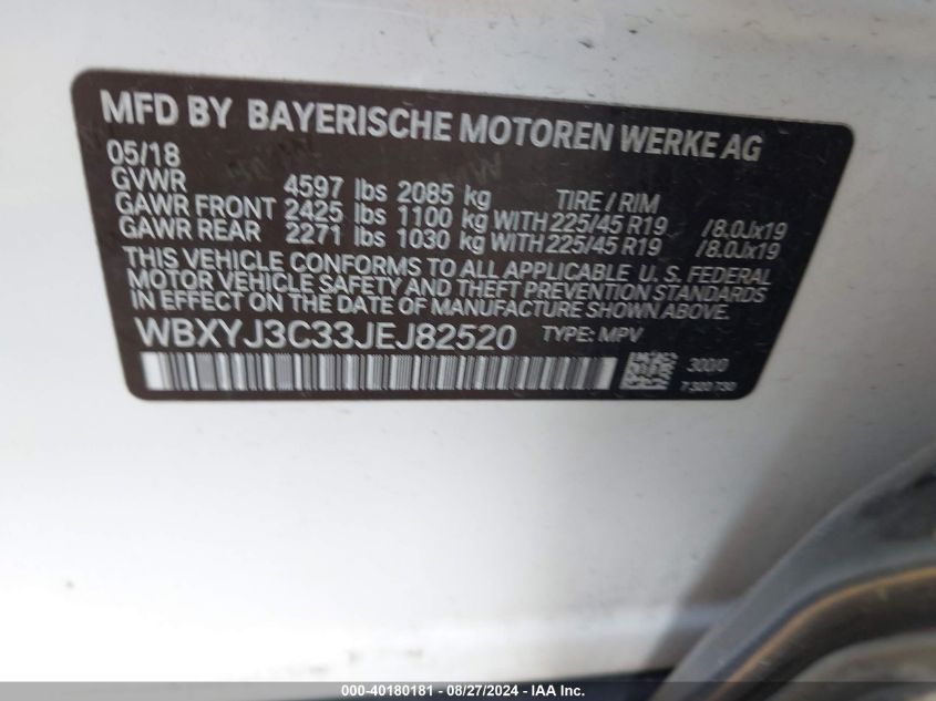 WBXYJ3C33JEJ82520 2018 BMW X2 Sdrive28I