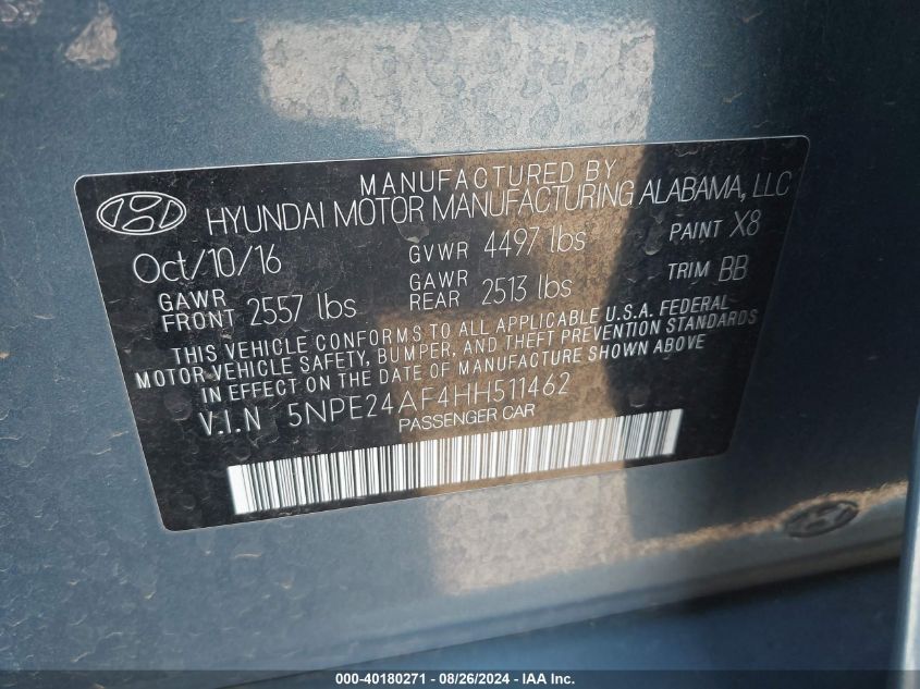 2017 HYUNDAI SONATA SE - 5NPE24AF4HH511462