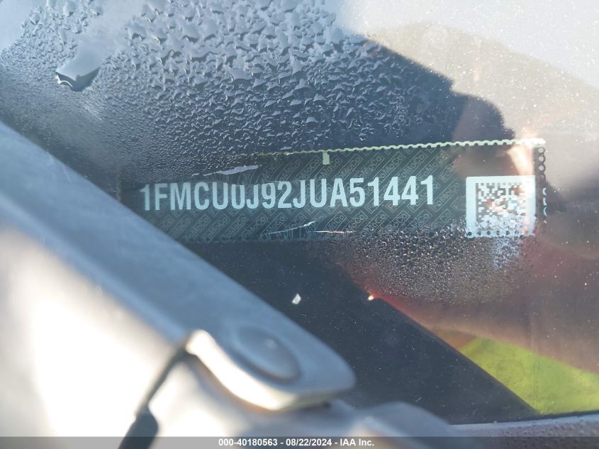 2018 Ford Escape Titanium VIN: 1FMCU0J92JUA51441 Lot: 40180563