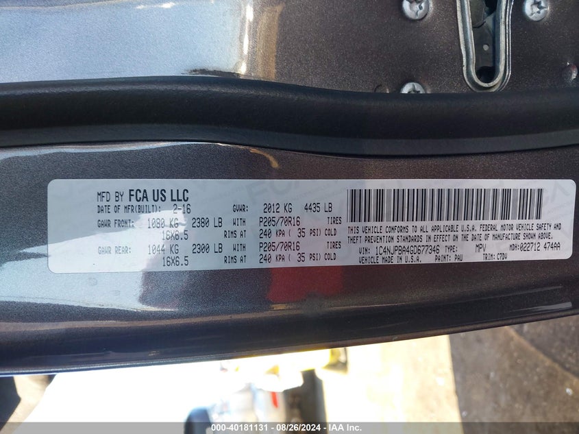 2016 JEEP PATRIOT SPORT - 1C4NJPBA4GD677346