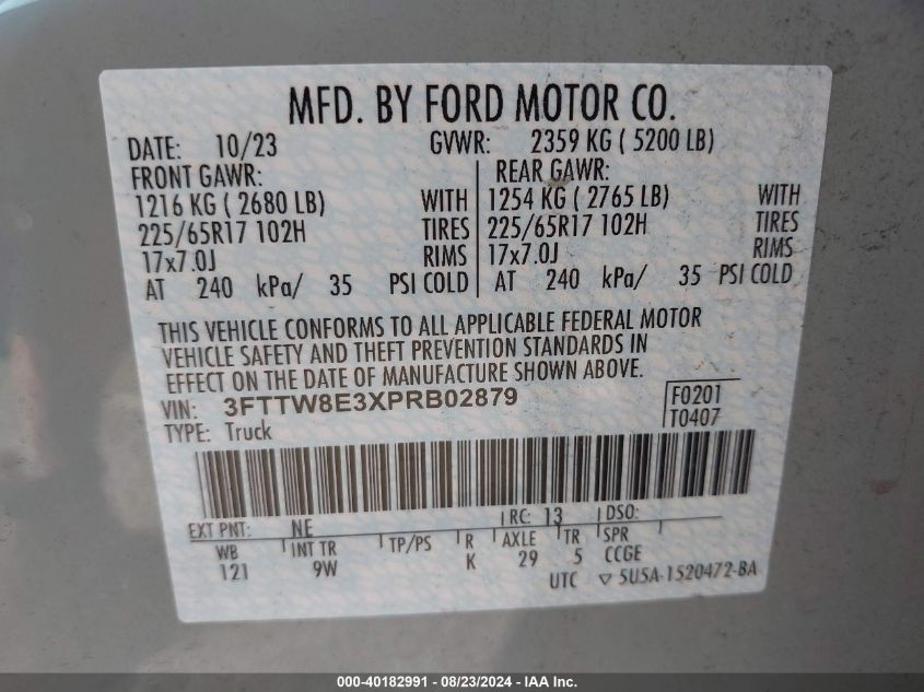 3FTTW8E3XPRB02879 2023 Ford Maverick Xl