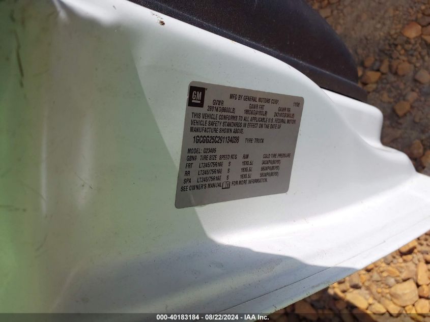 2009 Chevrolet Express 2500 Work Van VIN: 1GCGG25C291134038 Lot: 40183184