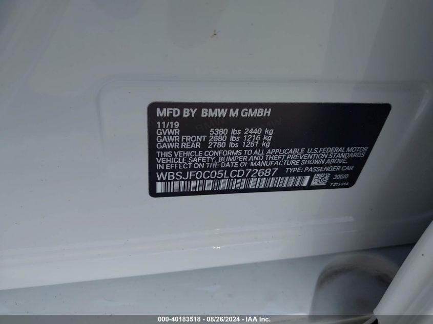 WBSJF0C05LCD72687 2020 BMW M5