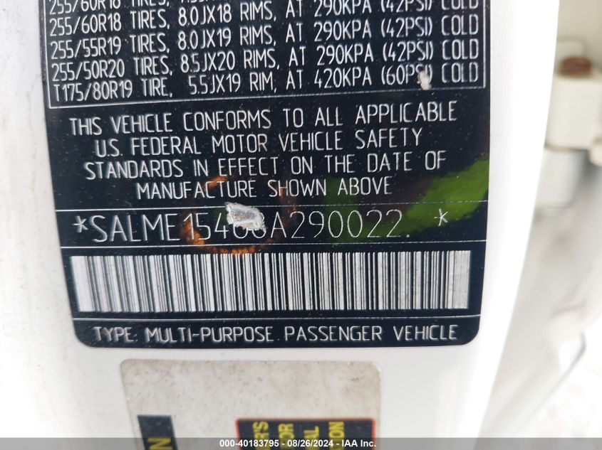 2008 Land Rover Range Rover Hse VIN: SALME15468A290022 Lot: 40183795