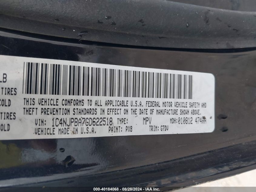 1C4NJPBA7GD622518 2016 Jeep Patriot Sport Se