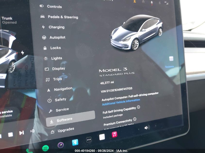 2019 Tesla Model 3 Long Range/Mid Range/Standard Range/Standard Range Plus VIN: 5YJ3E1EA6KF417133 Lot: 40184260