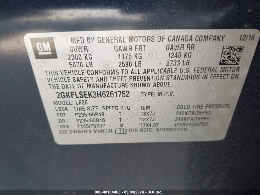 2GKFLSEK3H6261752 2017 GMC Terrain Sle-1