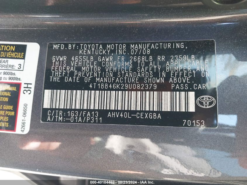 4T1BB46K29U082379 2009 Toyota Camry Hybrid