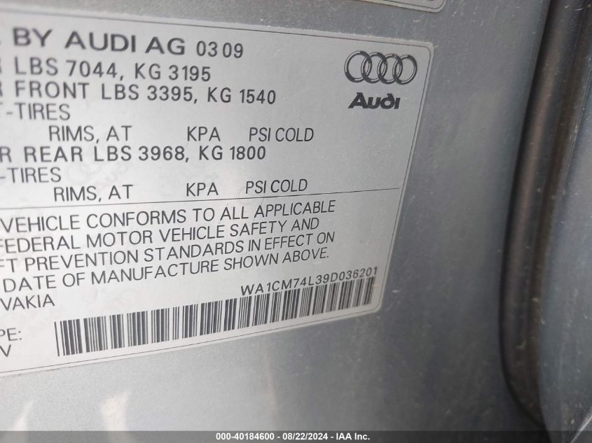 WA1CM74L39D036201 2009 Audi Q7 3.0 Tdi