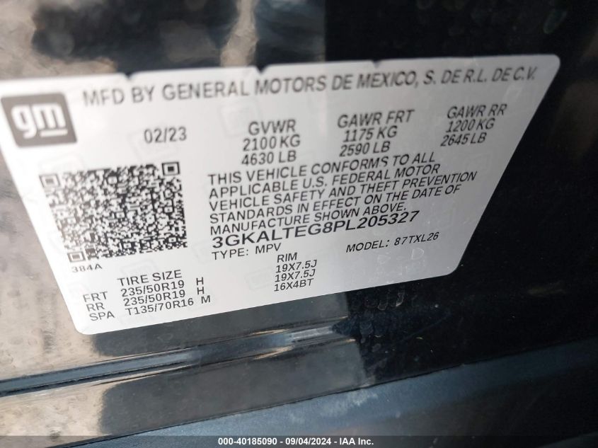 2023 GMC Terrain Awd Sle VIN: 3GKALTEG8PL205327 Lot: 40185090