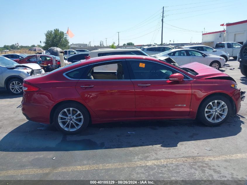 2019 Ford Fusion Hybrid Sel VIN: 3FA6P0MU9KR262370 Lot: 40185329