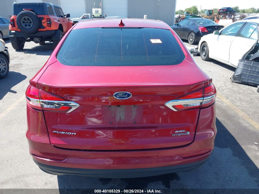 2019 Ford Fusion Hybrid Sel VIN: 3FA6P0MU9KR262370 Lot: 40185329