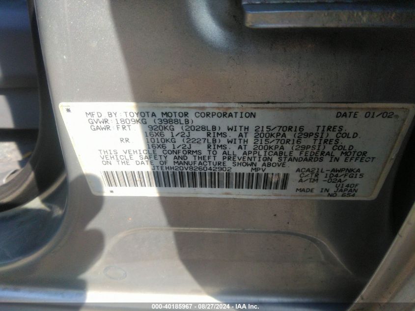 JTEHH20V826042902 2002 Toyota Rav4