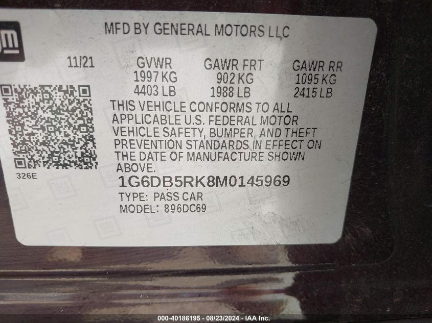 1G6DB5RK8M0145969 2021 Cadillac Ct4 Premium Luxury