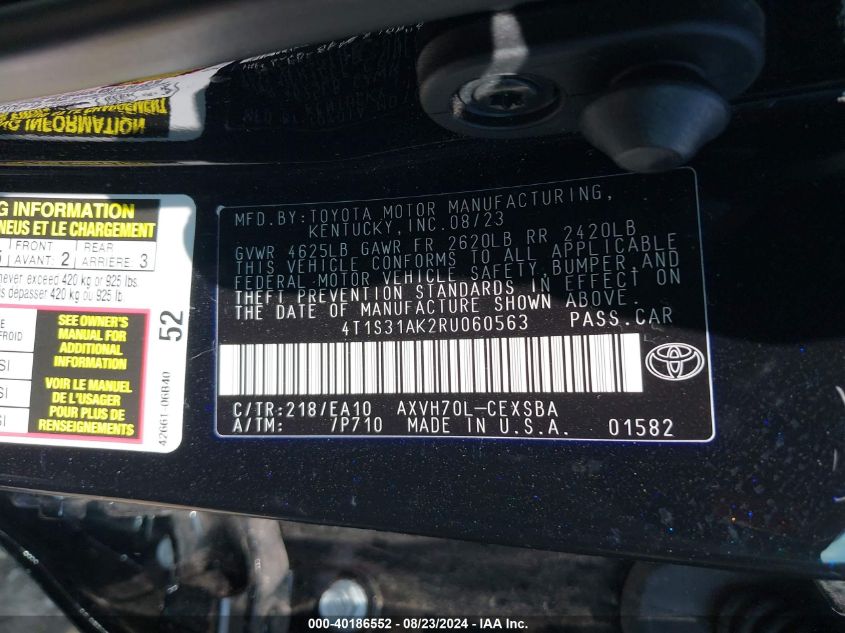 4T1S31AK2RU060563 2024 Toyota Camry Hybrid Se