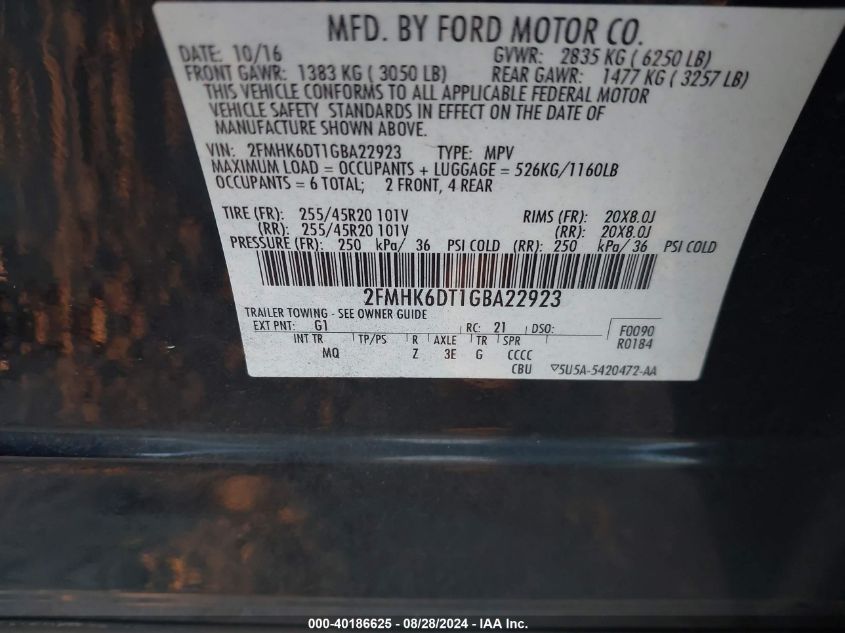 2FMHK6DT1GBA22923 2016 Ford Flex Limited