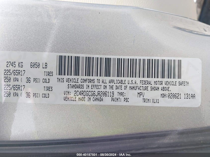 2018 DODGE GRAND CARAVAN SXT - 2C4RDGCG6JR206119