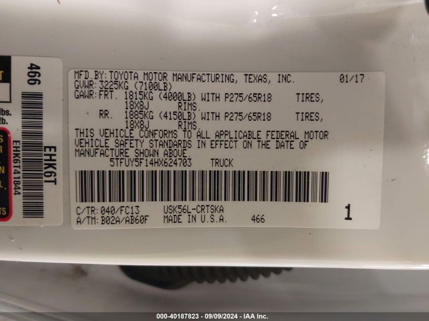 5TFUY5F14HX624703 2017 Toyota Tundra Sr5 5.7L V8