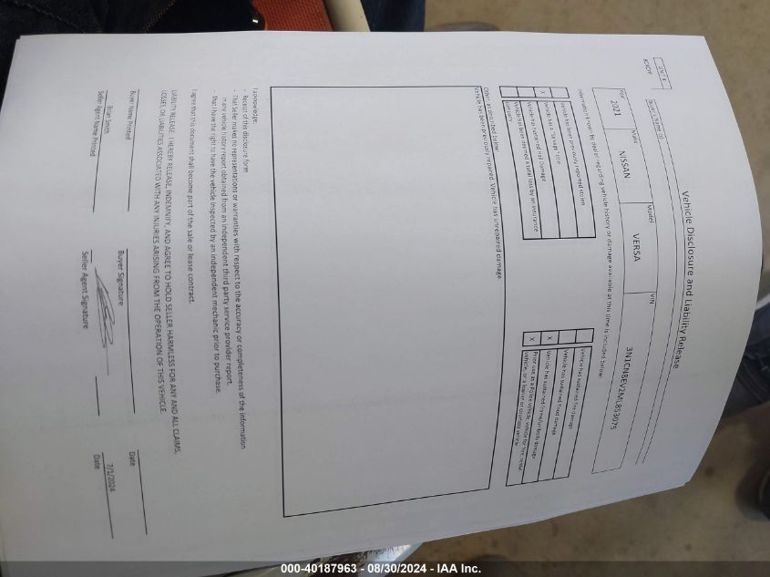 3N1CN8EV2ML853075 2021 Nissan Versa Sv Xtronic Cvt
