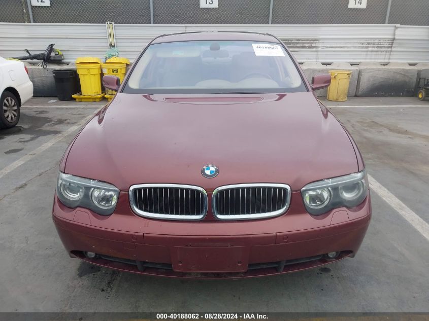 2002 BMW 745I VIN: WBAGL63462DP58442 Lot: 40188062