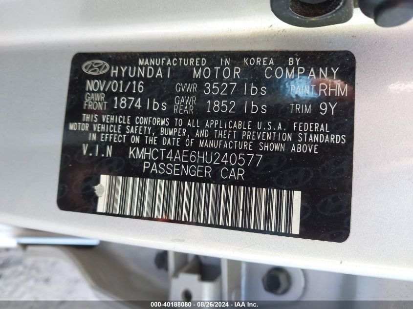 KMHCT4AE6HU240577 2017 Hyundai Accent Se