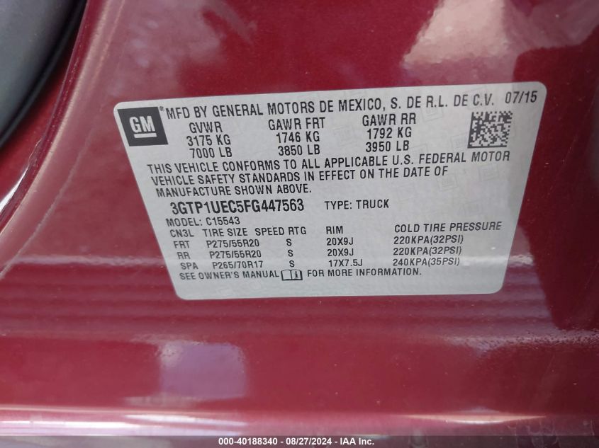 3GTP1UEC5FG447563 2015 GMC Sierra 1500 Sle