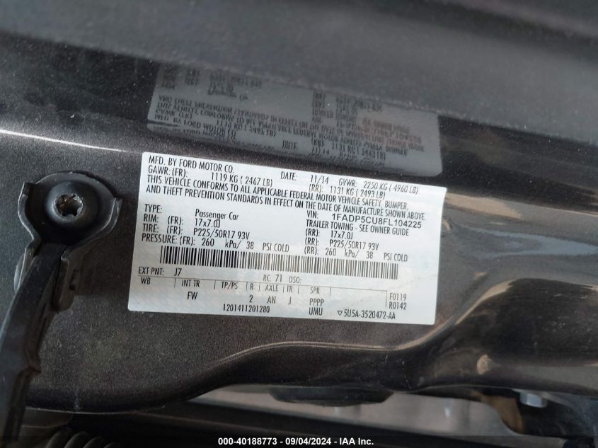 1FADP5CU8FL104225 2015 Ford C-Max Energi Sel