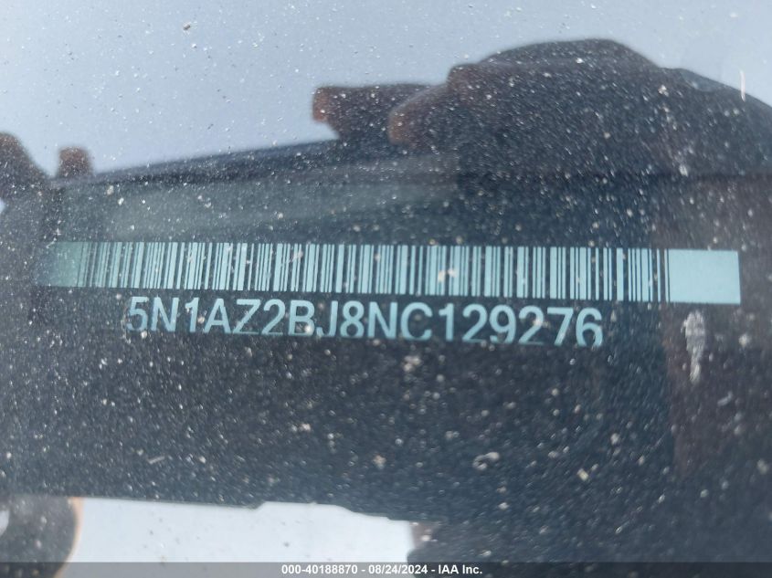 2022 Nissan Murano Sv Fwd VIN: 5N1AZ2BJ8NC129276 Lot: 40188870