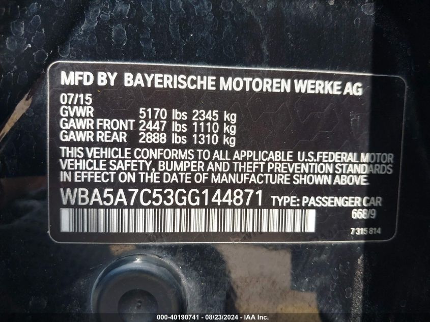 WBA5A7C53GG144871 2016 BMW 528I xDrive