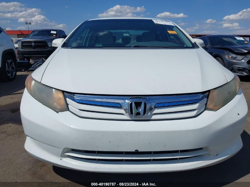 2012 Honda Civic Hybrid VIN: JHMFB4F26CS008647 Lot: 40190757