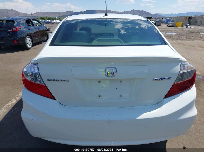 2012 Honda Civic Hybrid VIN: JHMFB4F26CS008647 Lot: 40190757