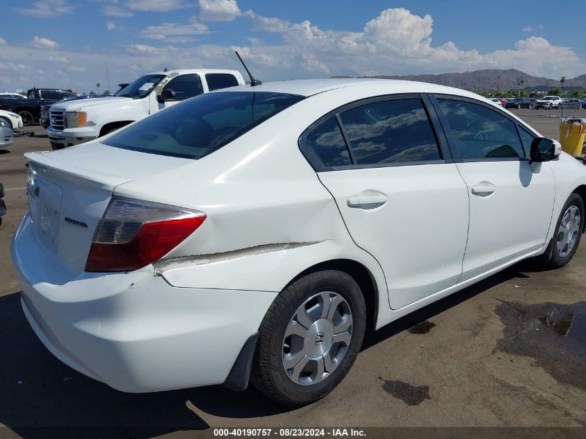 2012 Honda Civic Hybrid VIN: JHMFB4F26CS008647 Lot: 40190757