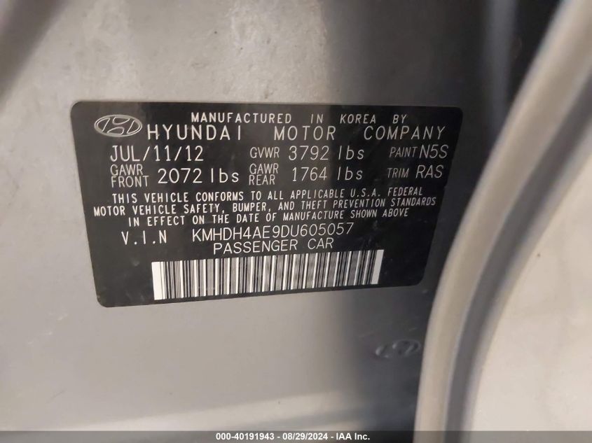 KMHDH4AE9DU605057 2013 Hyundai Elantra Limited