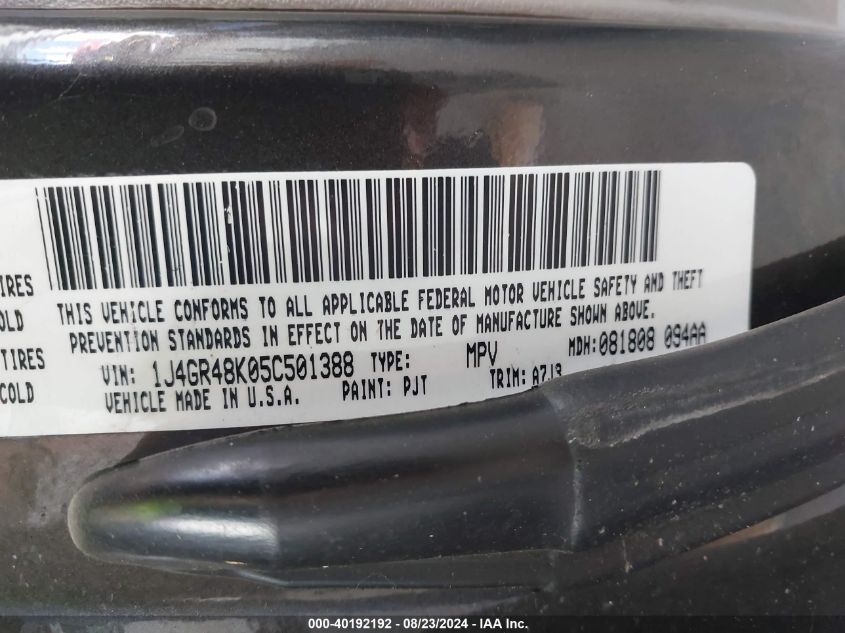 2005 Jeep Grand Cherokee Laredo VIN: 1J4GR48K05C501388 Lot: 40192192