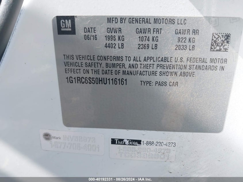 2017 CHEVROLET VOLT LT - 1G1RC6S50HU116161