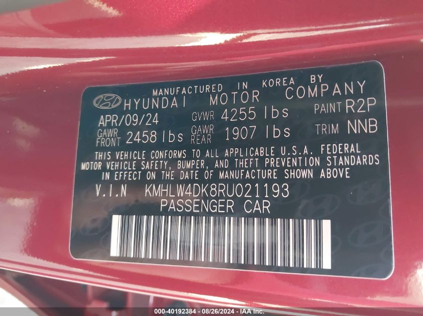 KMHLW4DK8RU021193 2024 Hyundai Elantra N