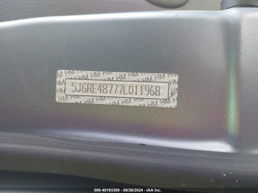 2007 Honda Cr-V Ex-L VIN: 5J6RE48777L011968 Lot: 40193300