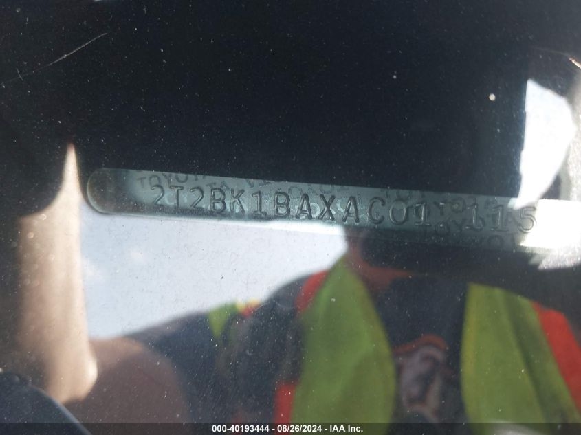 2010 Lexus Rx 350 VIN: 2T2BK1BAXAC017115 Lot: 40193444
