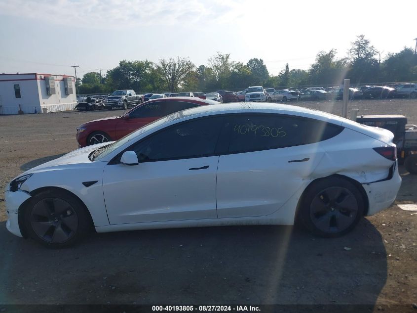 2021 Tesla Model 3 Standard Range Plus Rear-Wheel Drive VIN: 5YJ3E1EA9MF094568 Lot: 40193805