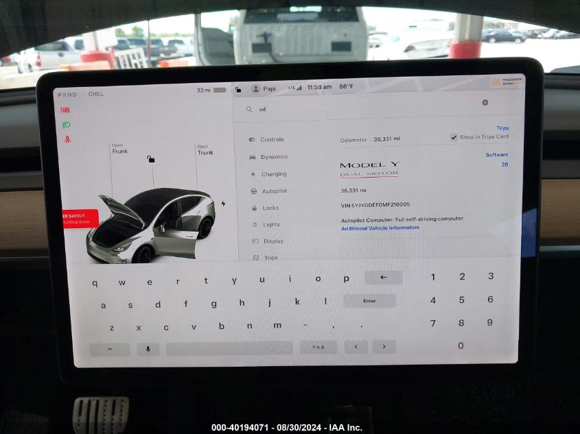 2021 TESLA MODEL Y PERFORMANCE DUAL MOTOR ALL-WHEEL DRIVE - 5YJYGDEF0MF216005