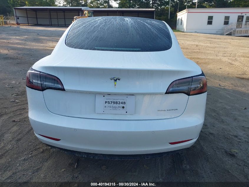 2021 Tesla Model 3 Long Range Dual Motor All-Wheel Drive VIN: 5YJ3E1EB0MF015510 Lot: 40194315