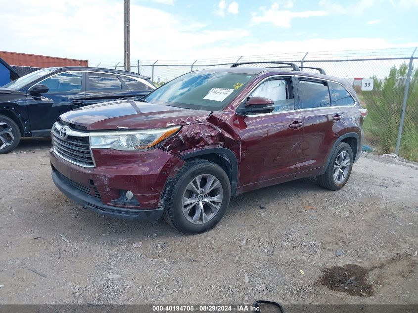 5TDZKRFH8GS164588 2016 TOYOTA HIGHLANDER - Image 2