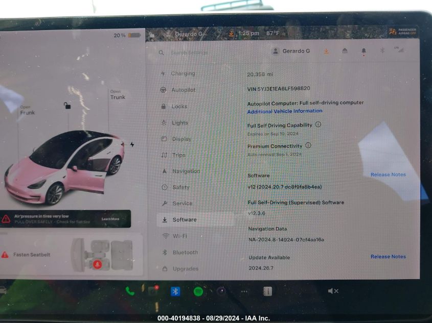 2020 Tesla Model 3 Standard Range Plus Rear-Wheel Drive/Standard Range Rear-Wheel Drive VIN: 5YJ3E1EA6LF598820 Lot: 40194838