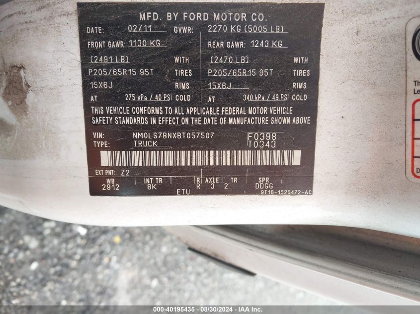 NM0LS7BNXBT057507 2011 Ford Transit Connect Xlt