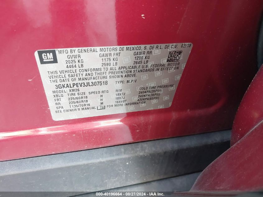VIN 3GKALPEV3JL307518 2018 GMC TERRAIN SLT