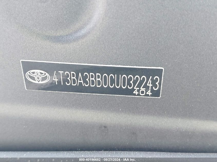 4T3BA3BB0CU032243 2012 Toyota Venza Le