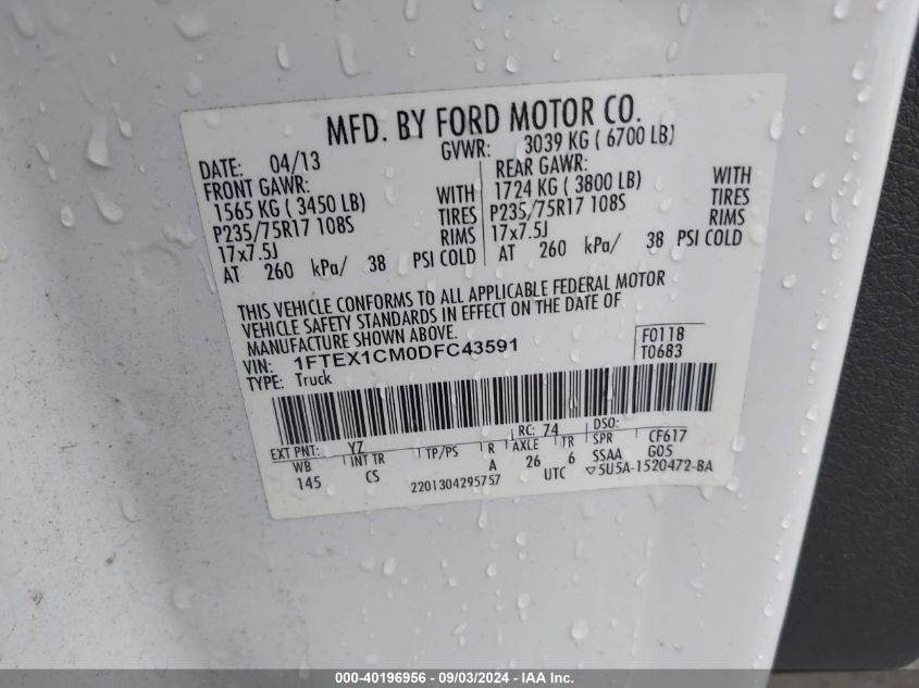 2013 FORD F-150 XL - 1FTEX1CM0DFC43591